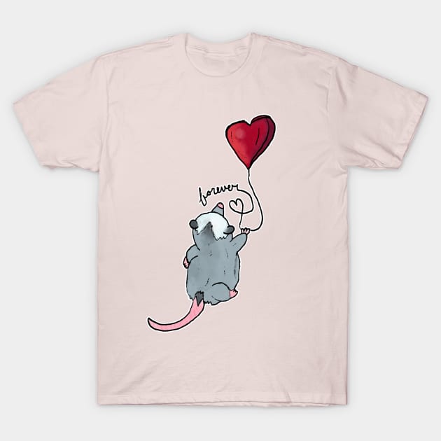 Forever: Romantic Opossum T-Shirt by nonbeenarydesigns